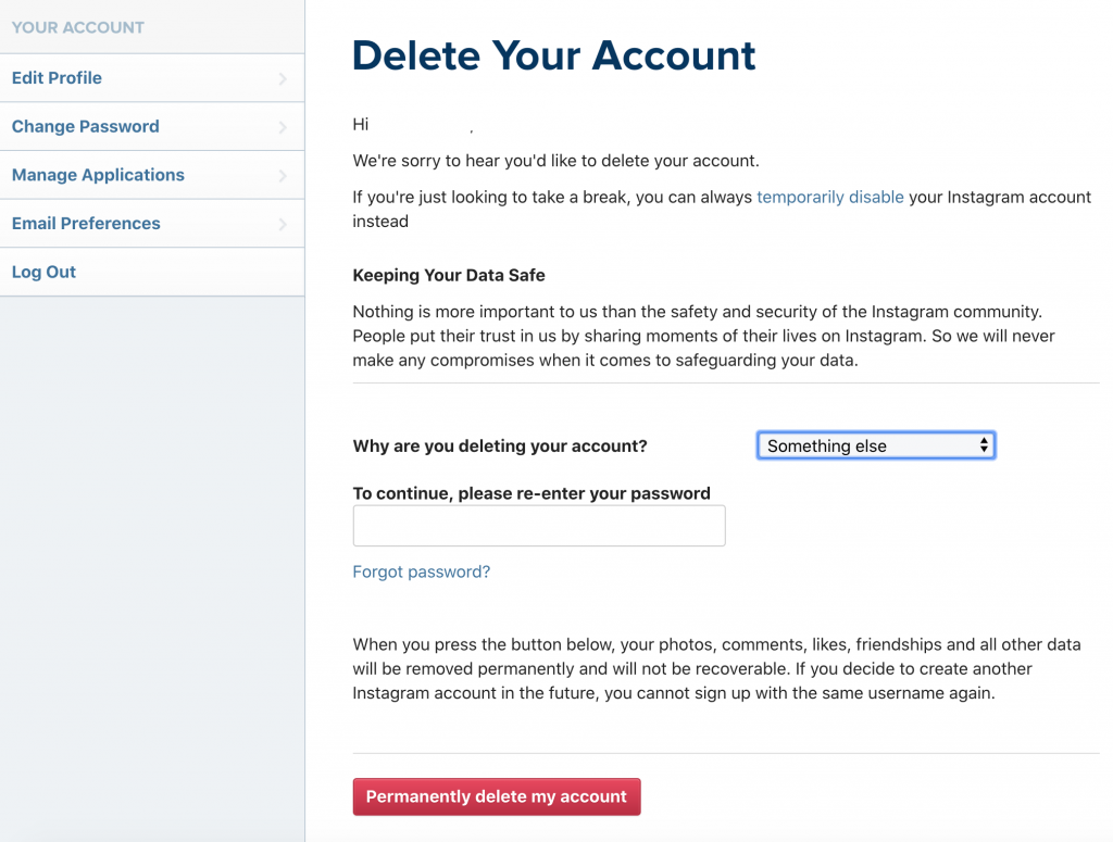 Delete Instagram Account – Cancel, Delete, Remove