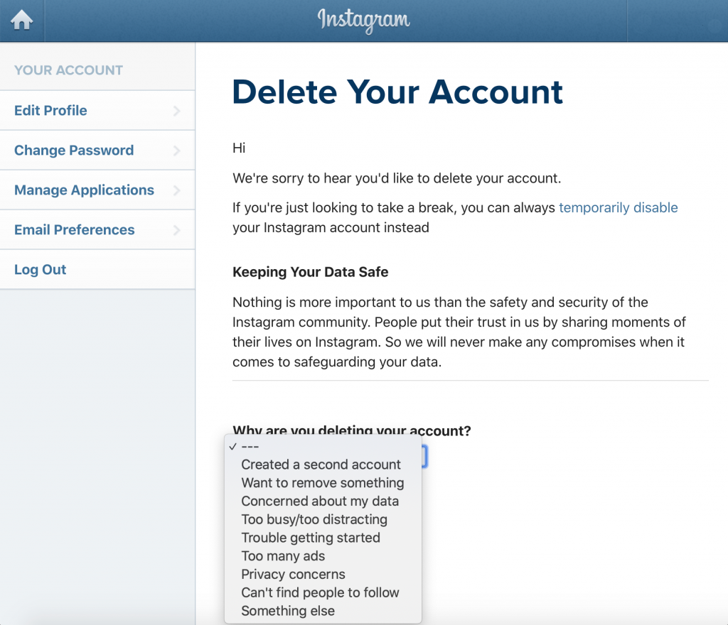 Delete Instagram Account – Cancel, Delete, Remove